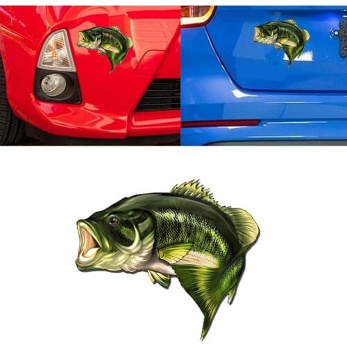13cm x 11cm Car Styling Large Mouth Bass Fish Fishing Stickers Boat Kayak Decals Car Truck Laptop window Car Sticker