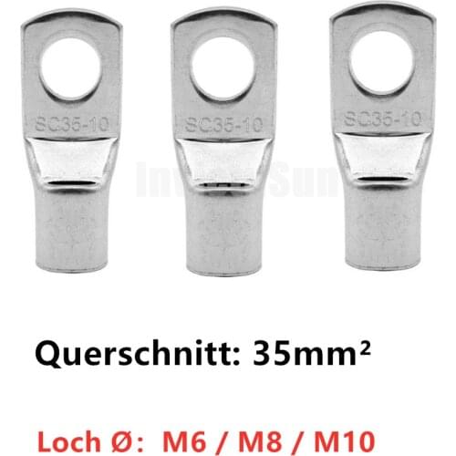 2-50PCS Copper Cable Lug Kit SC35-6 35-8 35-10 35-12 Bolt Hole Tinned Cable lugs Battery Terminals copper nose Wire connector