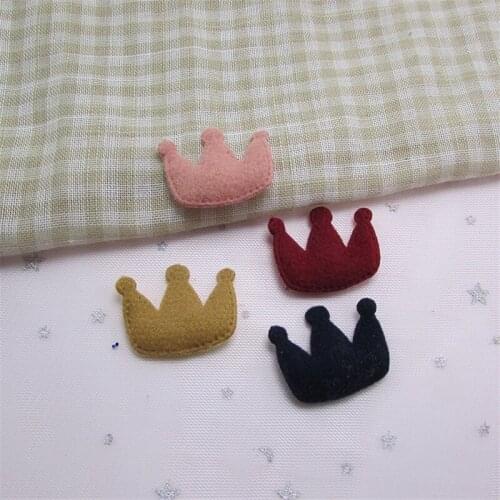 40pcs/lot 4*3cm Crown Pads Patches Appliques for Craft Clothes Sewing Supplies DIY Hair Clip Accessories