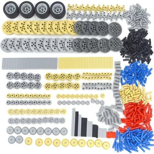 Building Blocks Technical Parts 650PCS Gear Cross Axles pin Car train wheels Truck Accessories Set Connector Toy compatible