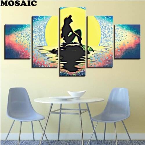 Watercolor Moonlight Mermaid Seascape 5D DIY Diamond Embroidery sale Cross Stitch Full square diamond Painting sticker