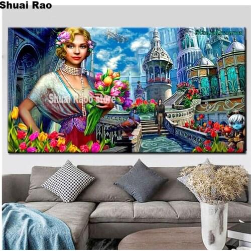 Diamond Painting princess castle Diamond Mosaic kingdom of fairy tales Cross Stitch Handmade Rhinestones Pictures Full Display