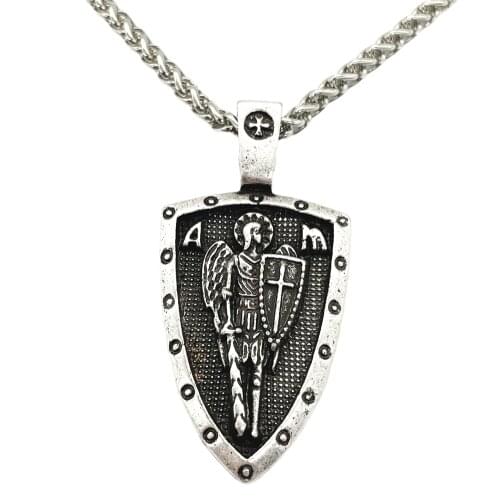 Archangel ST. Michael Protect Us Shield Medal Slavic Pendant Necklace Amulet Russian Jewelry Mens Womens Accessories 2020
