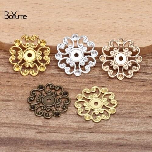 BoYuTe Wholesale (100 Pieces/Lot) 20MM Metal Brass Flower Filigree Findings Diy Hand Made Materials Jewelry Accessories
