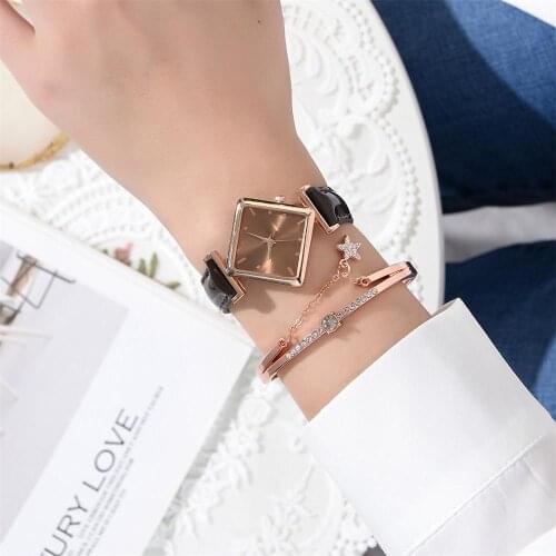 Retro Square Women Watches Fashion Drop Shipping Quartz Watch Ladies Vintage Leather Wristwatches Simple Small Woman Clock