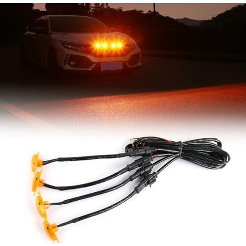 CITALL 4Pcs/Set Front Grille LED Amber Light Raptor Style Grill Cover Yellow Lens Fit For Chevrolet Silverado 2500 H D 2020 2021