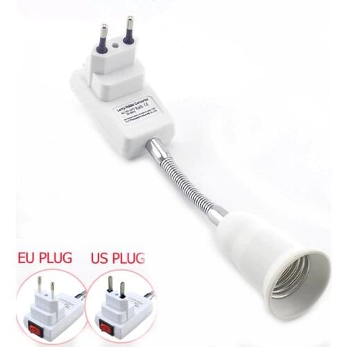 20CM E27 Lamp base Socket Light Converter Bases AC wall power holder 110V 220V EU/US Flexible Adapter Plug Switch On/Off