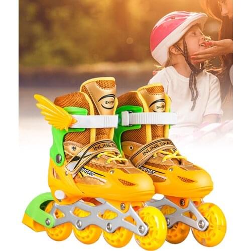 Childrens Roller Skates Comfortable Adjustable Inline Skates High Elastic PVC Wheel Woman Man Outdoor Sports 4-Wheel Shoes