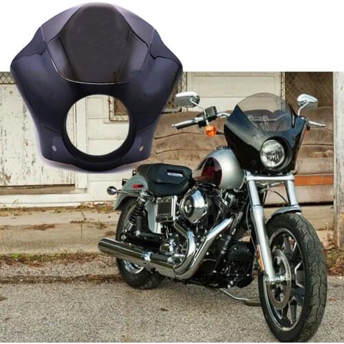 For Harley Sportster XL883 XL1200 Road King Electra Glide Dyna Glossy Black Headlight Fairing Cowl Cover Mask 7" Smoke