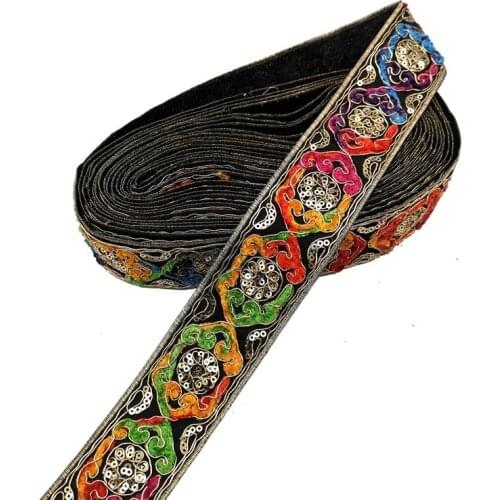 Ethnic Thread Sequins Webbing Ribbon Tape Shoes Dress Decorative Embroidered Lace Trims DIY Sewing Accessories 1 Yards