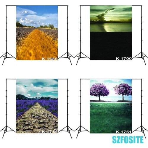 Blue Sky White Cloud Flower Tree Road Natural Scenic Bride Photography Backdrop Adult Kids Studio Shot Wedding Photos Background