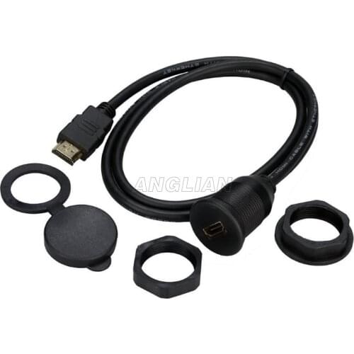 HDMI Waterproof Panel Mount Male to Female Extension Cable 1M For Truck Boat Motocycle Dashboard Flush 2M