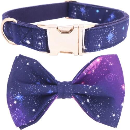 Classic star Dog Collar Bow Tie with Metal Buckle Big and Small Dog&Cat Collar Pet Accessories