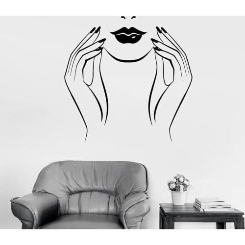 Beautiful Woman Wall Decal Manicure Nails Studio Beauty Salon Interior Decor Vinyl Window Stickers Girls Bedroom Art Mural M045