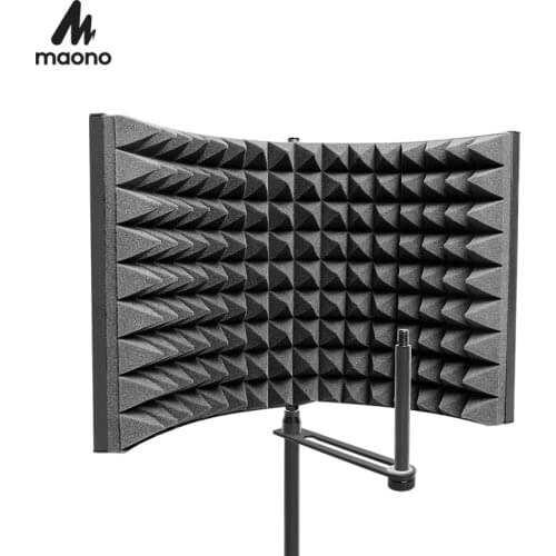 MAONO Studio Microphone Isolation Shield Foldable High Density Absorbing Foam Front for Panel Sound Absorbing Vocal Recording
