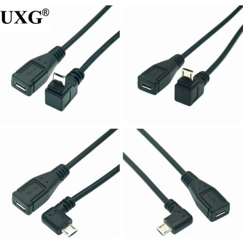 Micro USB 2.0 5PIN charging data Male to Female to Extension connector Adapter plug Connector 90 Degree Right Angled short cable