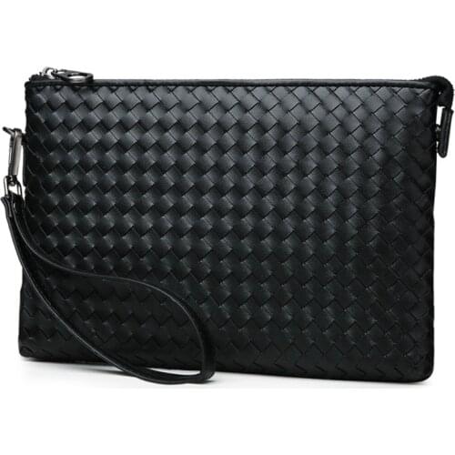 Men Clutch Bags Leather Plaid Design Clutches Bag for Man Casual Pack Wallet with Hand Strap Waterproof Pouch Popular Small bag