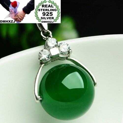 OMHXZJ Wholesale European Fashion Woman Girl Party Wedding Gift Agate Zircon S925 Sterling Silver Necklace Pendant Charm CA156