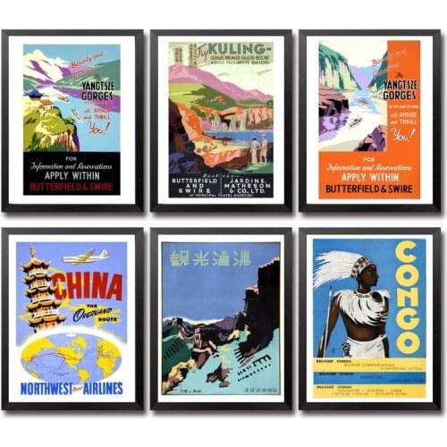 Cannes China Congo Crimea Cuba Vintage Travel Poster