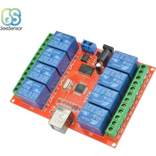 12V 8 Channel USB Relay Module Programmable Computer Control Switch For Smart Home PC Intelligent Control
