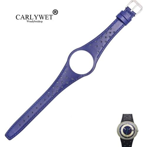CARLYWET Red Blue Brown Black Khaki Real Calf Leather Watch Band Strap Belt With Silver Steel Buckle For Omega Dynamic