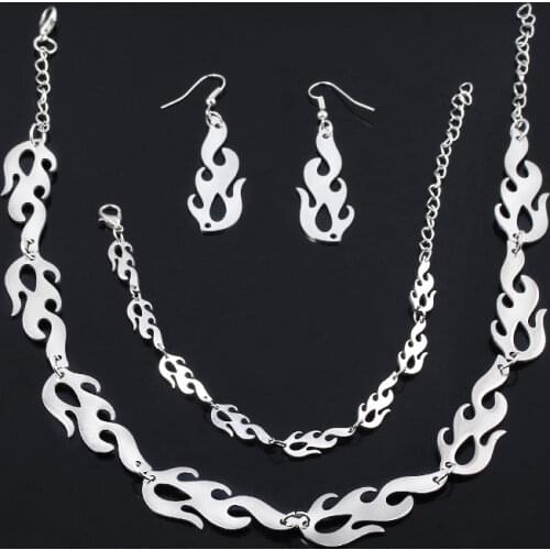 Rock lady Cosplay Character Props Adult Ms Necklace Pendant Earring Rock Ms Dark Jewelry Stainless Steel Flame Stainless Steel