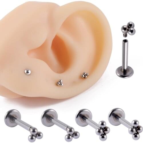 1PC Steel&Titanium Bar Ear Tragus Cartilage Piercing Small Ball Labret Lip Stud Ring Ball Lobe Earrings Body Jewelry 16g