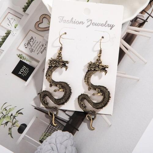 UJBOX Hiphop Retro Zinc Alloy Animal Earrings Women Girls Elephant Dog Sheep Dragon Dangle Ear Hook Earrings Accessorie