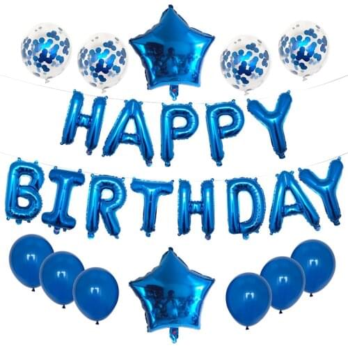 25pcs/set Happy Birthday Letter Balloons Rose Gold Silver Foil Alphabet Star Heart Ballon for Girl Boy Birthday Party Decoration