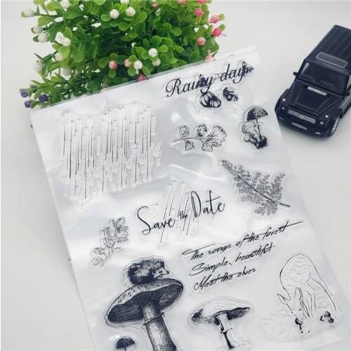 14*18CM rain mushroom Transparent Seal Clear Stamps Silicone Seal Roller Stamps DIY Scrapbook Album / Card Production Easter