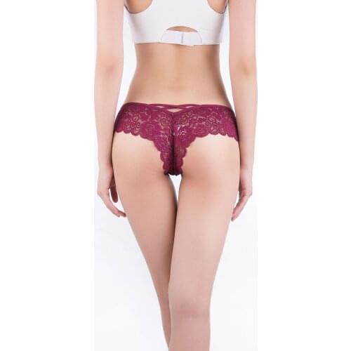 Thongs Ladies Underwear Ribbon Lace Trim Panties Transparent Sexy Cotton Modal Nylon G-string Low-rise 159