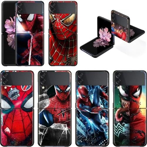 Spiderman Marvel Shockproof Cover for Samsung Galaxy Z Flip Flip3 5G Black Phone Case Shell Hard Fundas Coque Capa