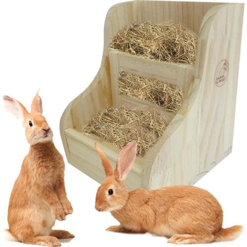 Hay Feeder Rabbit 2 in 1 Wooden Straw Frame Food Bowl Guinea Pig Totoro Grass Frames