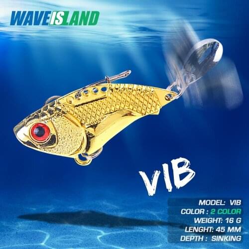 WAVEISLAND Metal Vib Fishing Lure 16g 4.5cm Bass Fishing Tackle Jigs Trolling Wobblers Jig Saltwater Lures Articulos De Pesca