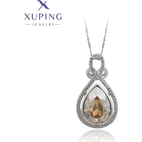 Xuping Jewelry Fashion New Water Drop Shaped Crystals Pendant Necklaces Women Ladies Gifts 30377