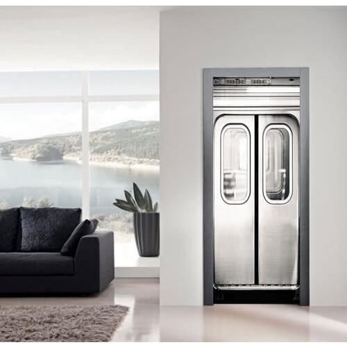 2Pcs/Set Color Subway Door Art Decor Home Creative DIY 3D Door Stickers Pattern for Wall Room Home Door Decor Decoration