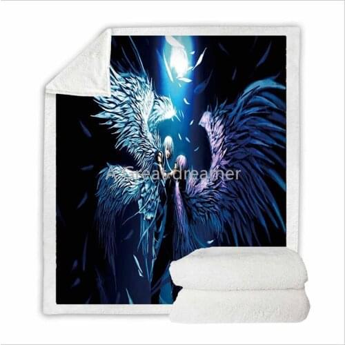 3d Black Angel Sherpa Blanket Comfortable Home Camping Aircraft Cashmere Blanket Weighted Blanket Dropshipping Floral Bedspread