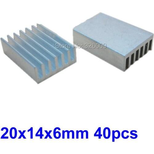40pcs, 20x14x6mm, Extruded Aluminum heatsink, IC Chip VGA Memory Routers Northbridge Southbridge CMOS radiator