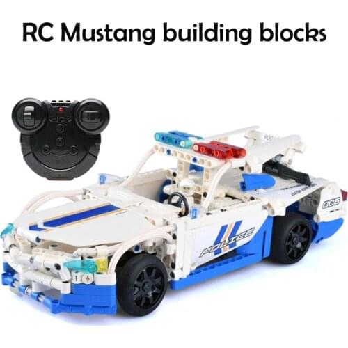 430pcs Technic Series Remote Control RC City Police Car educational Building Block Ford Mustang GT Model Brick RC Toy for kids
