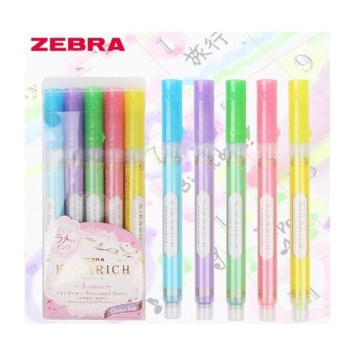 5pcs/set Color Japan Zebra KIRARICH Shiny Pearl Pen Set WKS18 color Highlighter Pen bullet joural marker highlighter pen