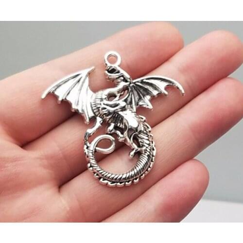 5pcs/lot--43x46mm,dragon cham, Antique silver plated/bronze plated winged mythology charms,DIY supplies,Jewelry accessories