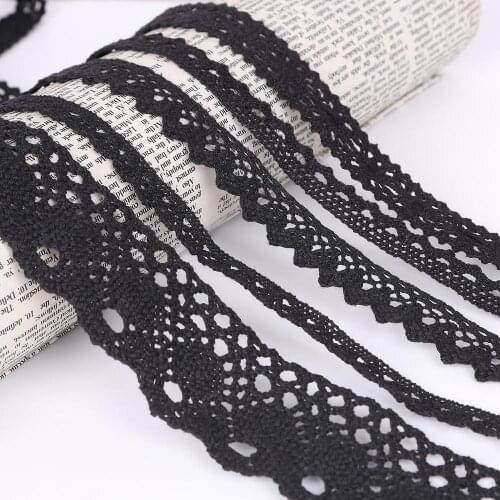 5yards 12-42mm Black Fabric Cotton Lace Trim Ribbon DIY Crafts Sewing Apparel Embroidered Lace Home Garment Handmade Accessories