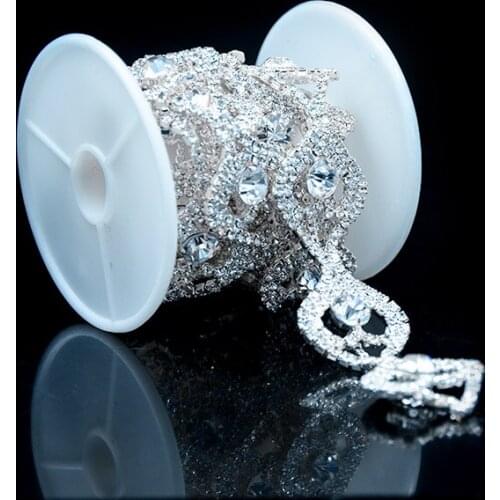 5Yards Rhinestone Banding Trim Sewing Ribbon Tool Crystal Chain Silver Golden Craft Trim Sew On DIY Accessories