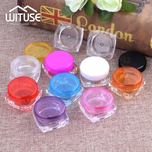 50pcs/Lot 3g 5g Sample Clear Cream Jar Mini Cosmetic Bottles Containers Transparent Pot For Nail Arts Small Clear Can Tin Jar