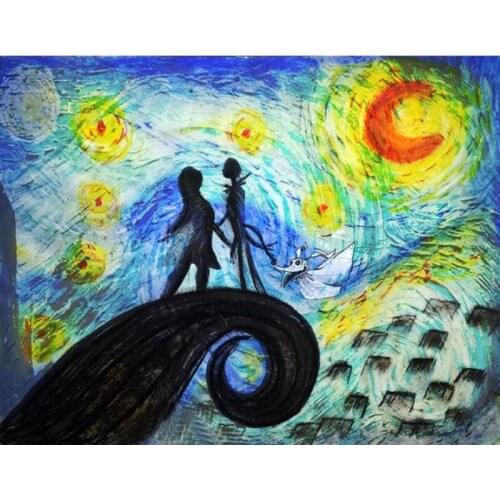 5D DIY Round Full Diamond Painting,Cross Stitch Cartoon Love Movie Halloween Horror Full Square Diamond Embroidery Home Textile