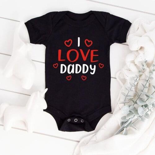 2021 I Love Daddy Baby Bodysuit Fashion Body Suits Short Sleeve Newborn Infant Jumpsuit Cartoon Kids Baby Girl Clothes