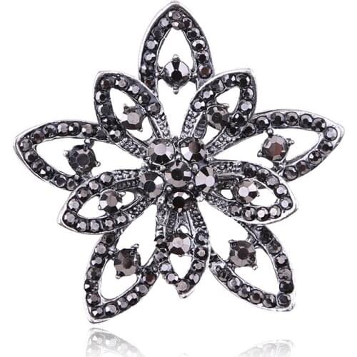 Fashion Black Gun Rhinestone Jewelry Hollowed Crystal Brooch Bride Wedding Brooches Scarf Lapel Pins Decoration Accessories