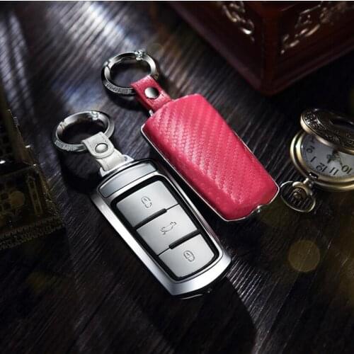 Car Key Case Cover For Skoda Octavia A5 A7 Superb Fabia Yeti Seat For VW Tiguan Passat B6 B8 Polo Golf 6 7 T-Roc CC Keychain