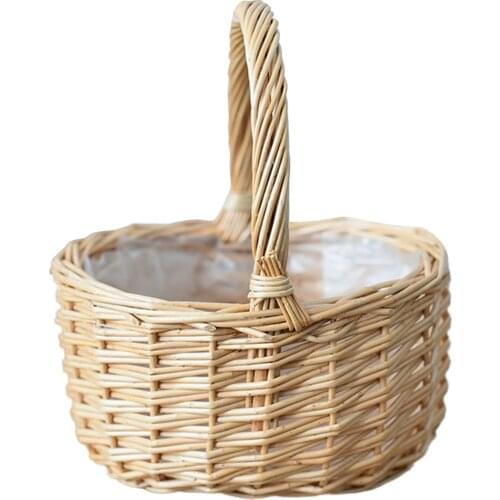 Rattan Childrens Portable Small Basket Flower Arrangement Green Plants Fruit Shopping Basket Picnic Wedding Flower Convenient