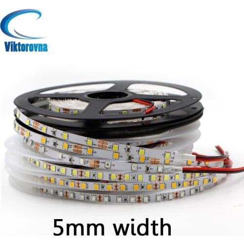 5mm Width DC12V 2835 led strip light 5m 600 leds flexible ribbon tape White/warm white/red/blue/green/pink/ice blue Kitchen Home